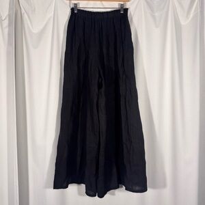 SAGA Black Linen Wide Leg Pants